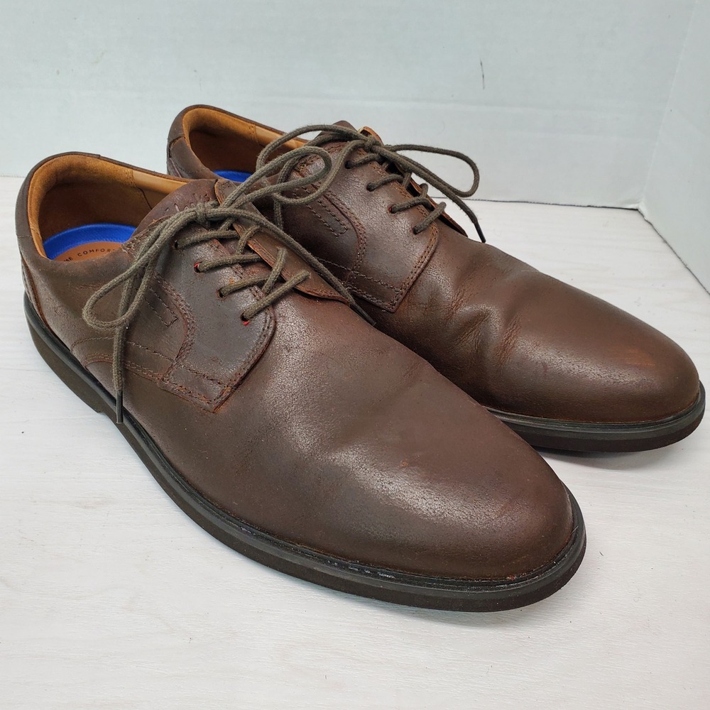 Clarks Collection Brown Leather Oxford Shoes Mens 11.5M Extreme Comfort Lace Up - Picture 5 of 16